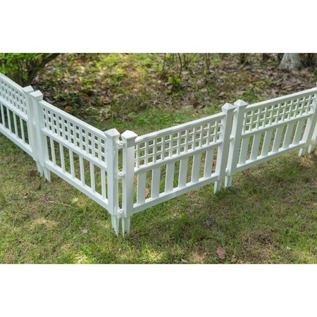 Gardenised Garden Gate Patio Picket Fence Flower Bed Border White Vinyl Edging QI003741.WL